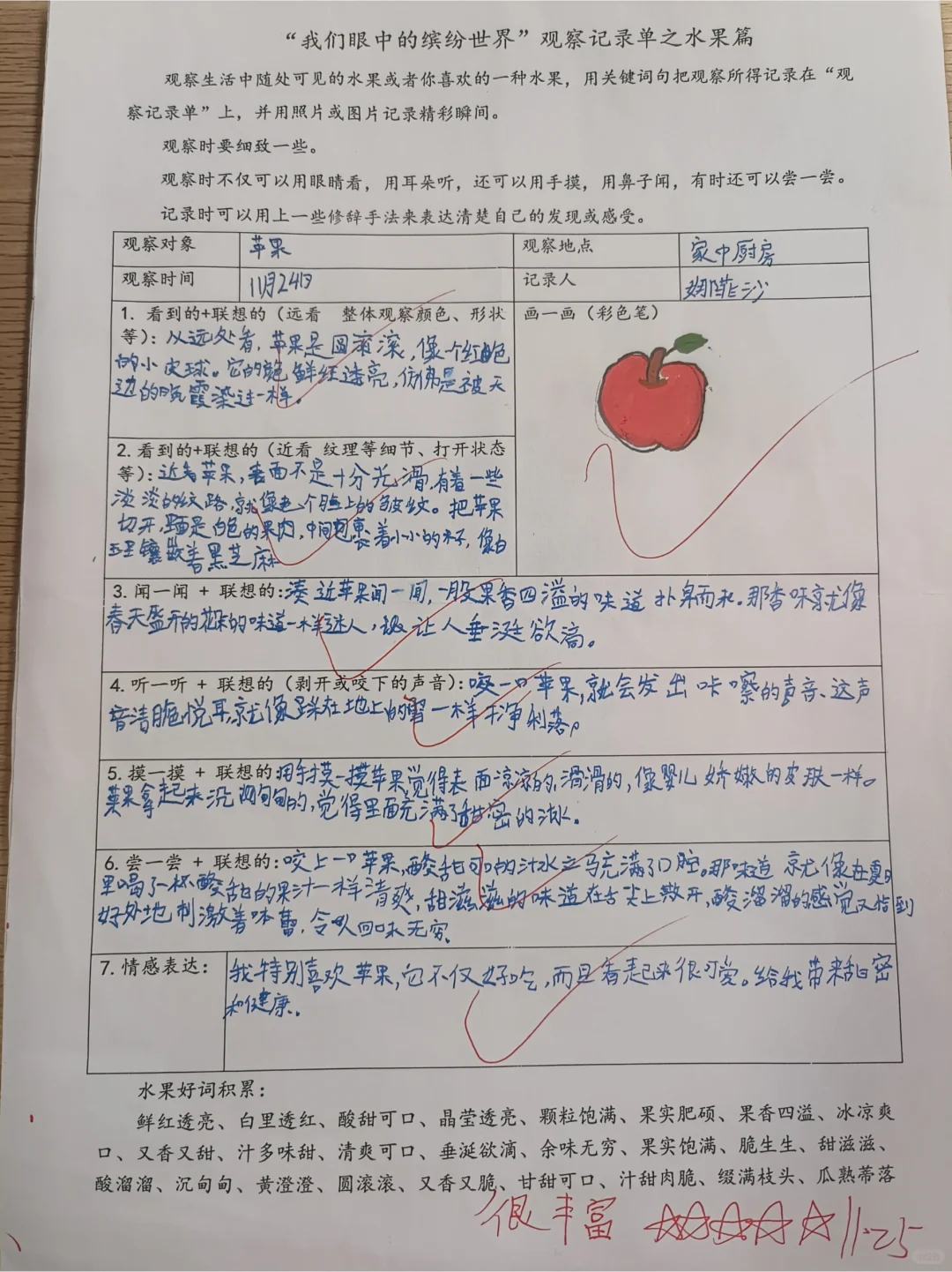 《我眼中的缤纷世界》观察单水果篇