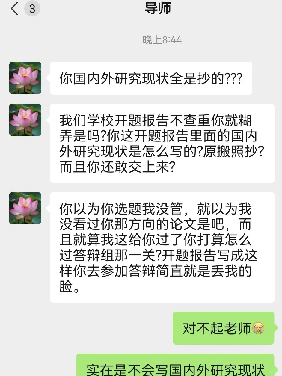 导师：你国外研究现状全是抄的？？？