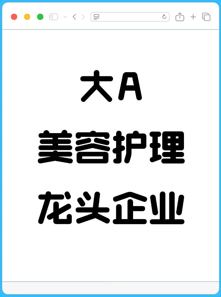 大A美容护理行业龙头