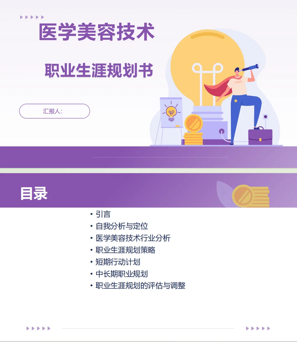《医学美容技术职业生涯规划书》PPT