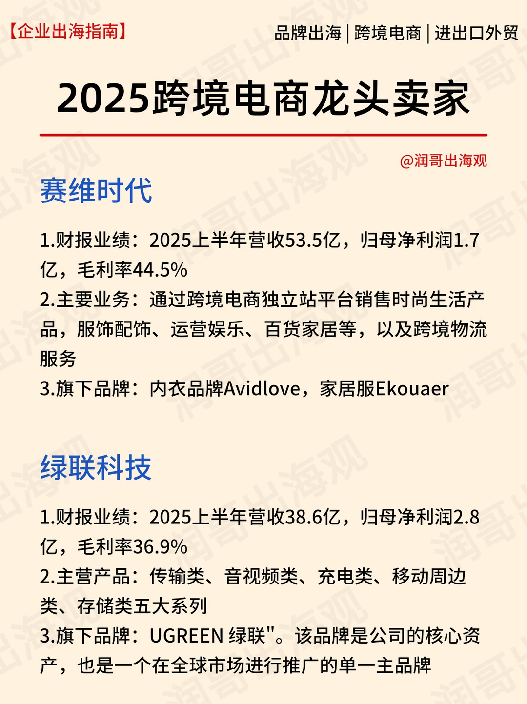 2025跨境电商10大龙头卖家?
