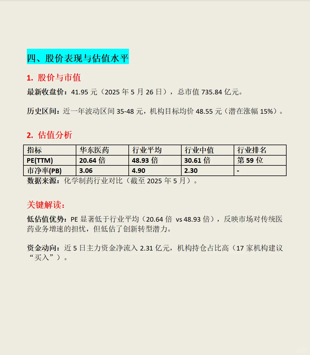 华东医药主营业务及财务分析