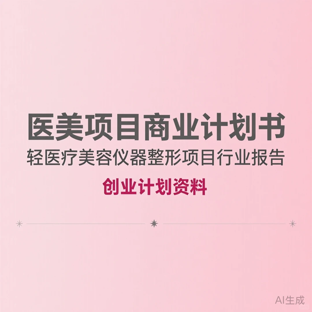 医美创业计划|轻医疗美容仪器行业报告