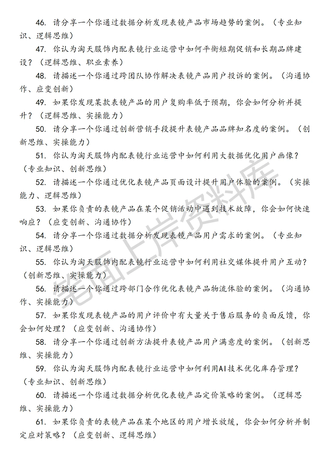 淘天集团淘天服饰内配表镜行业运营
