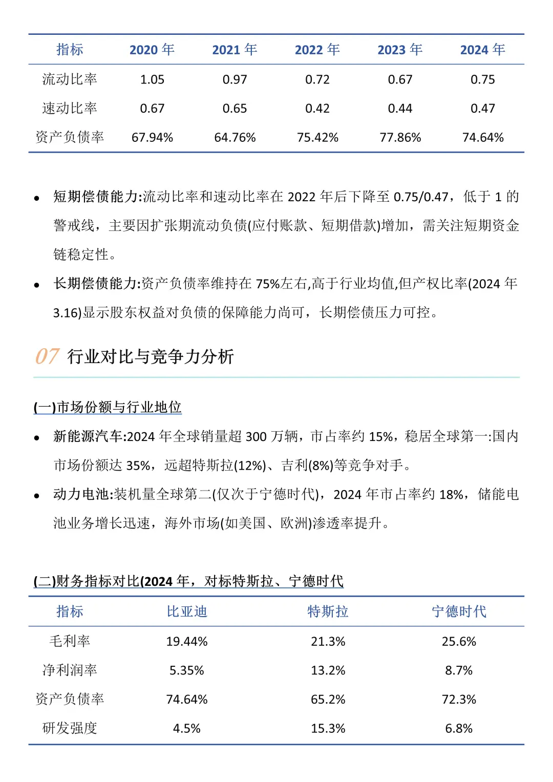 财务报告分析——以比亚迪为例