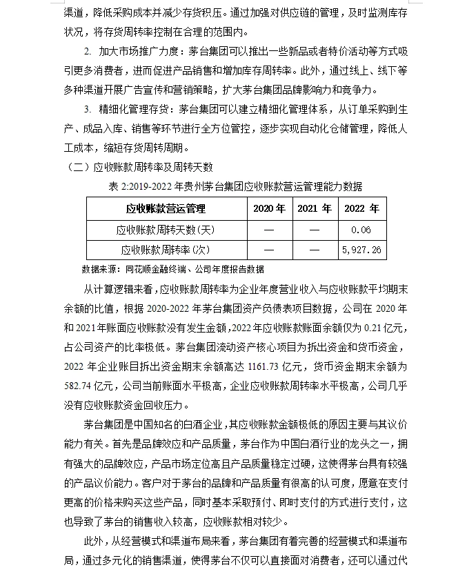 茅台集团20-22年营运和盈利能力分析