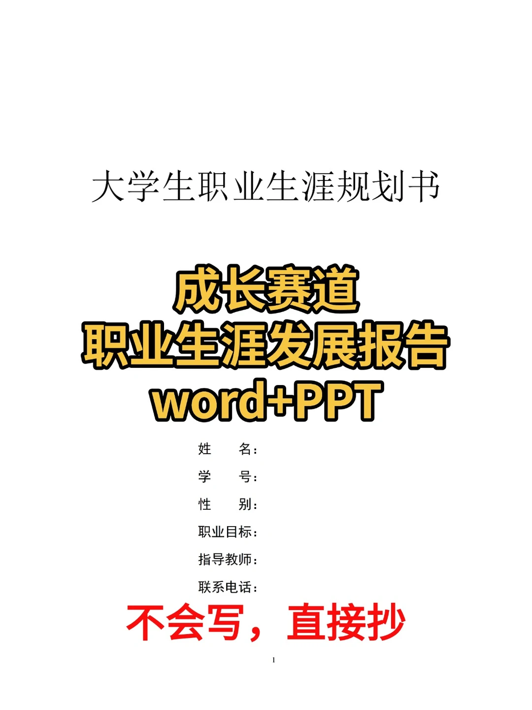 职业生涯发展报告成长赛道PPT+word成品