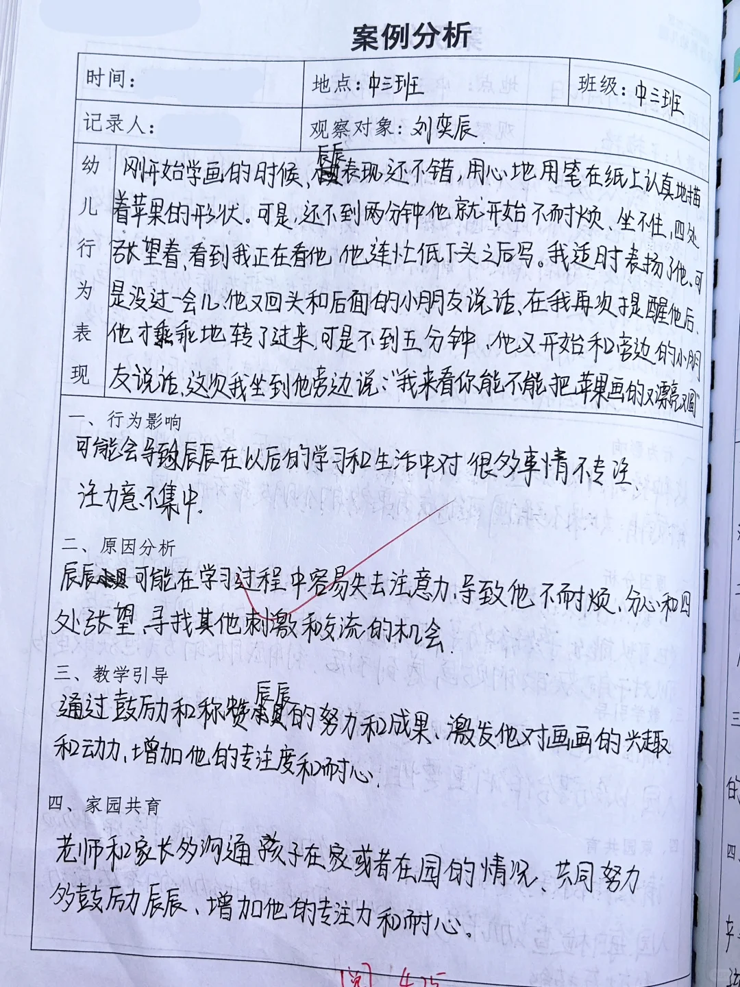 个案观察记录表