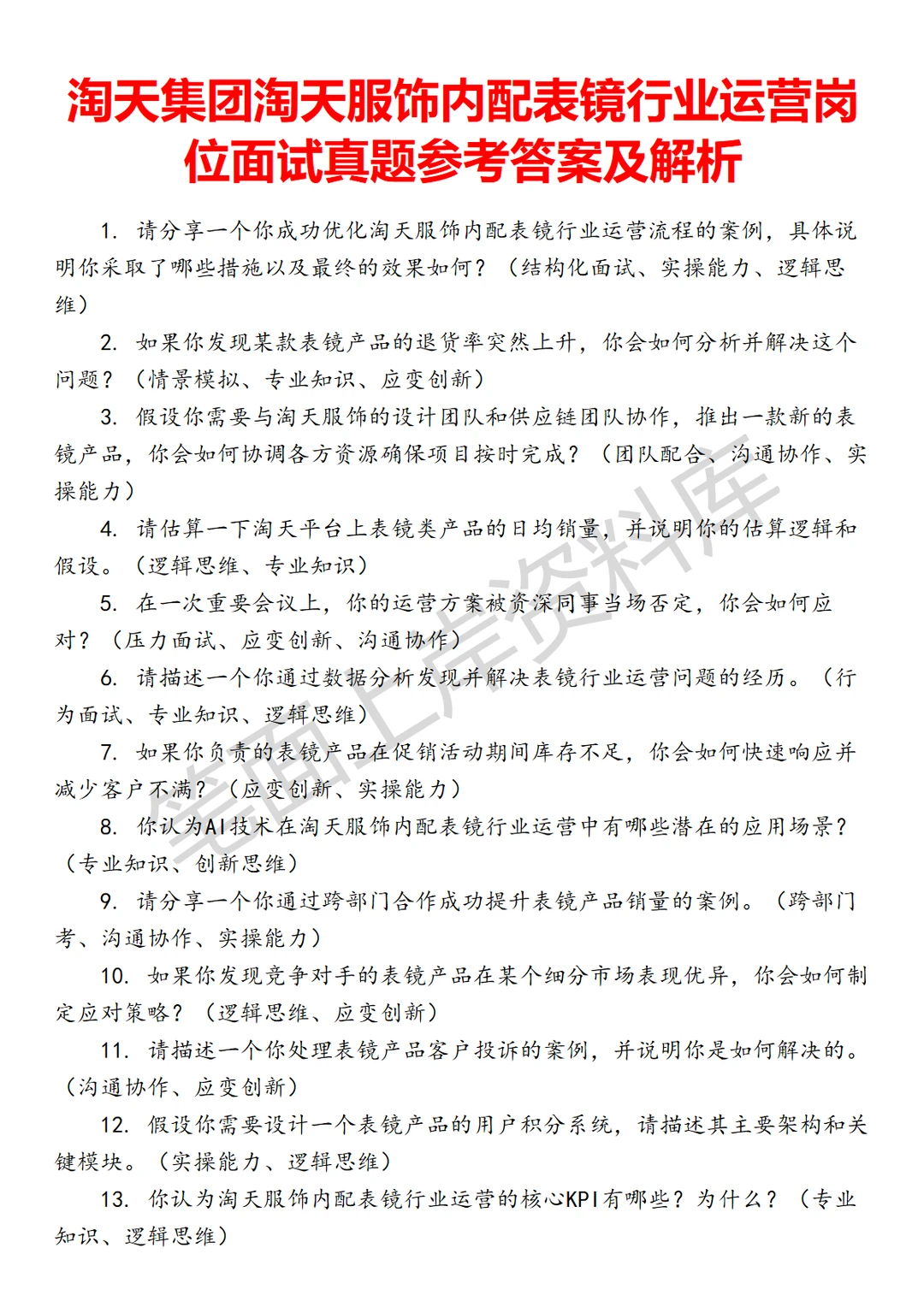 淘天集团淘天服饰内配表镜行业运营