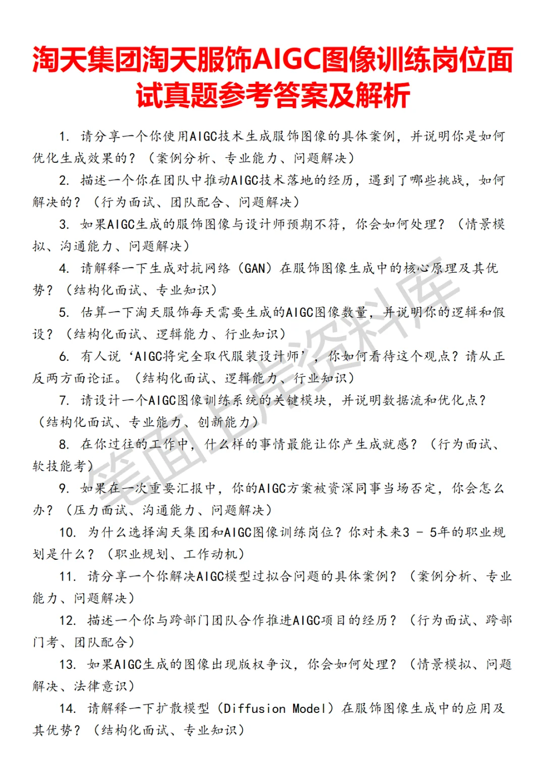 淘天集团淘天服饰AIGC图像训练