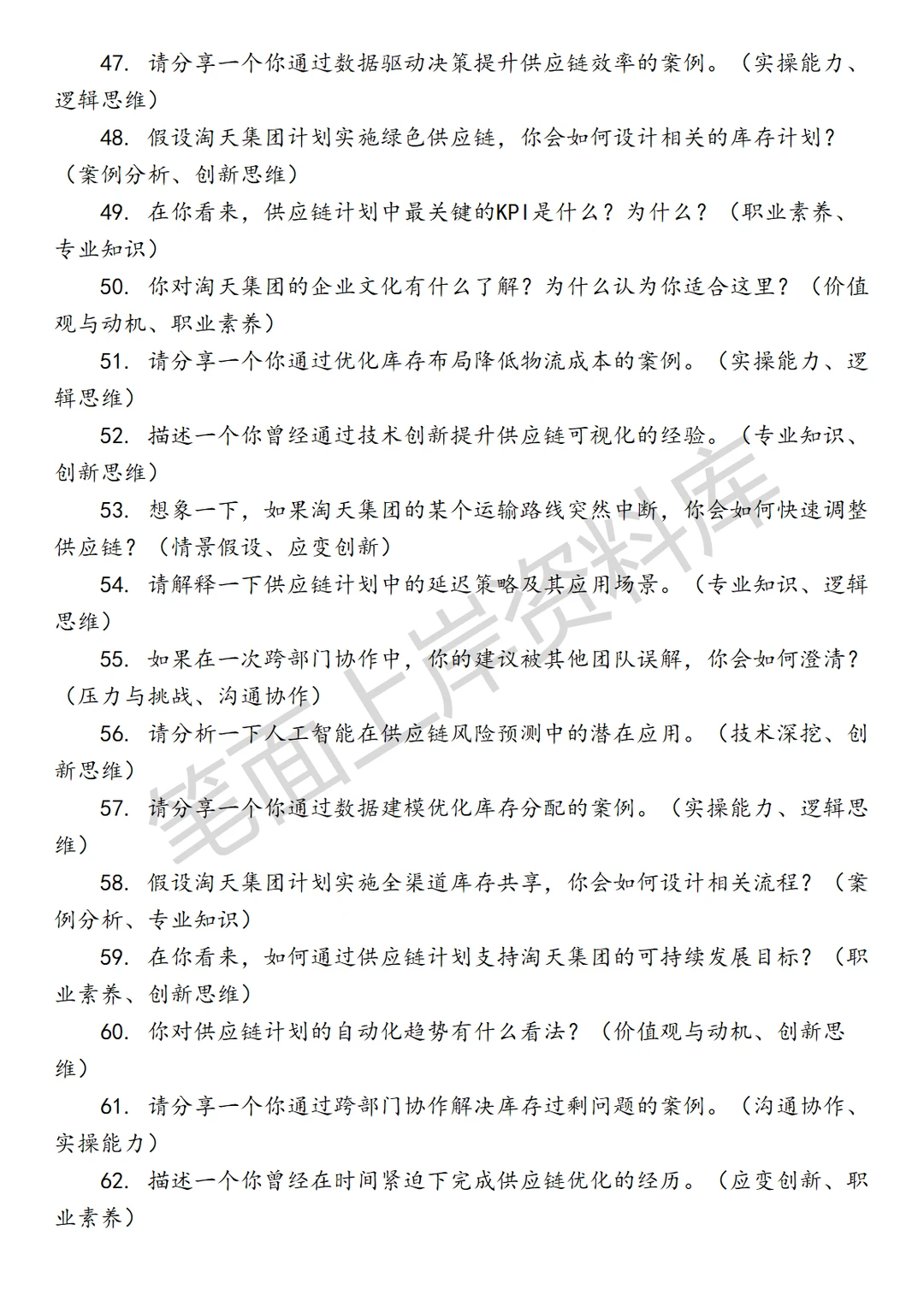 淘天集团库存计划供应链计划