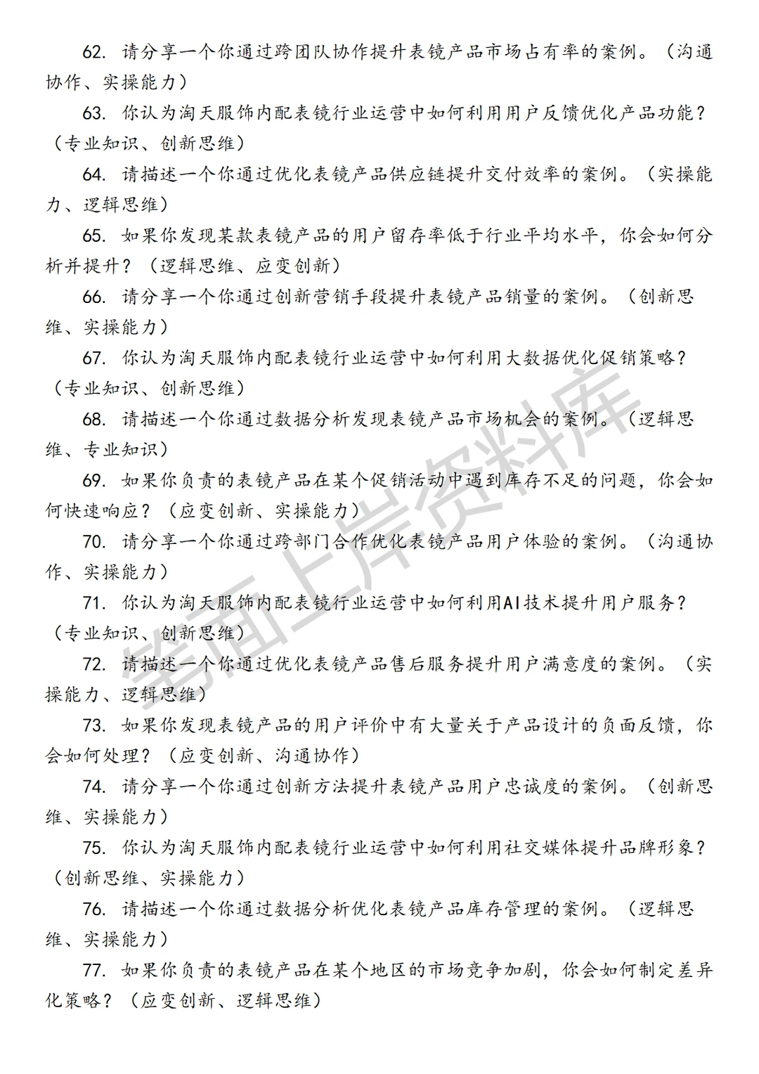 淘天集团淘天服饰内配表镜行业运营