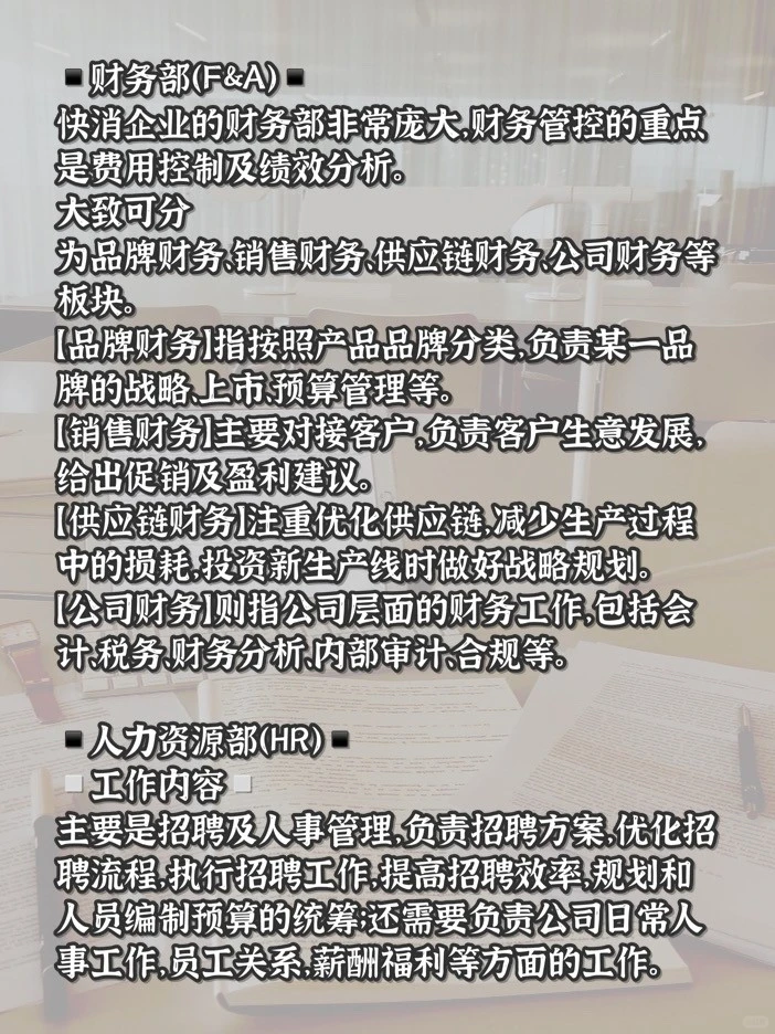 快消科普|快消公司到底有哪些部门❓