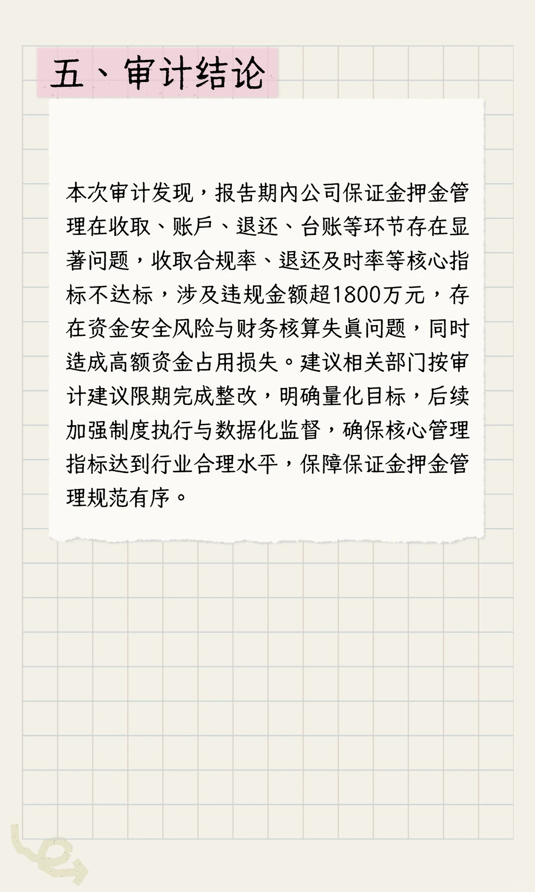 内部审计报告分享之保证金管理