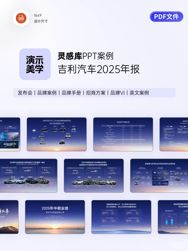 跟着大厂PPT案例学设计！吉利汽车年报PPT！