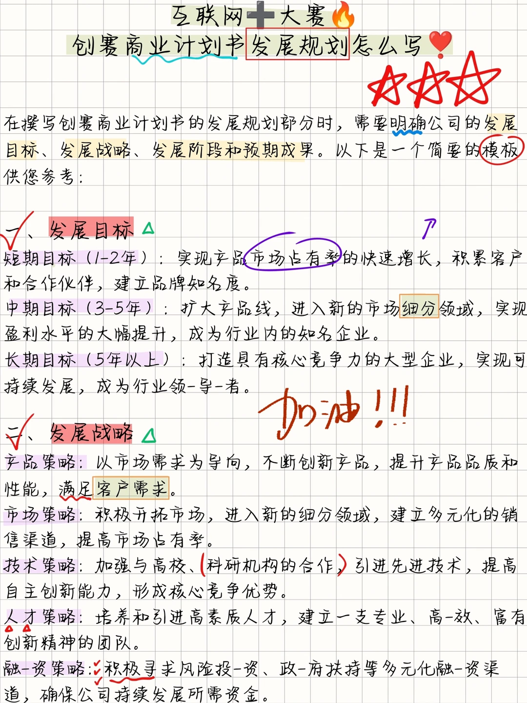 创赛商业计划书的发展规划怎么写?