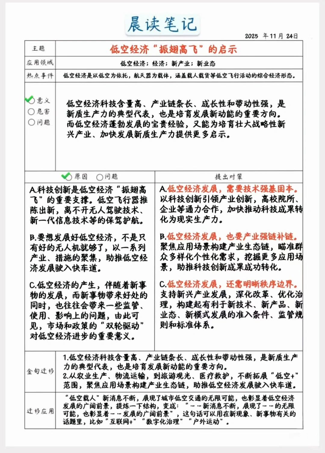 写作素材：低空经济“振翅高飞”的启示