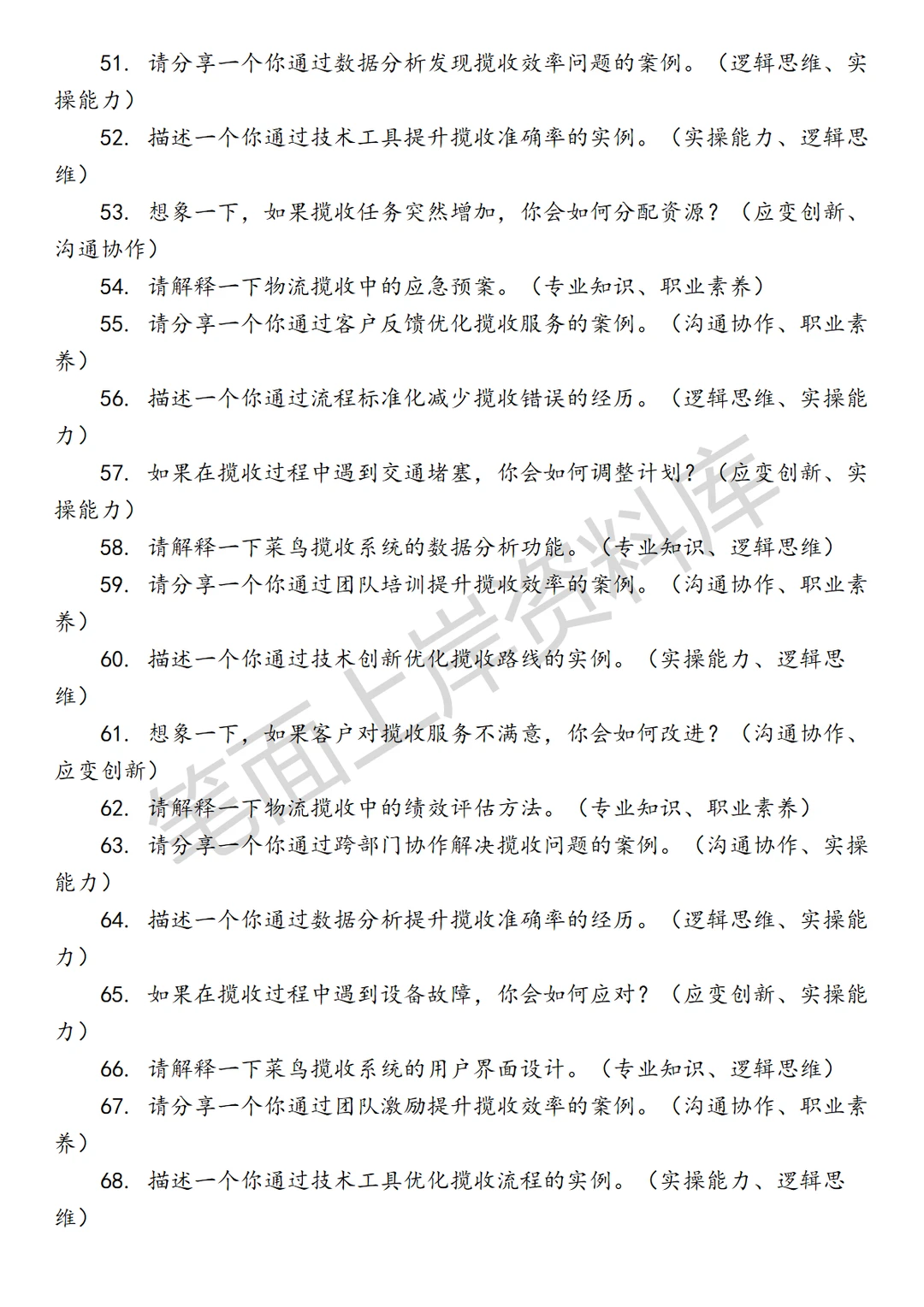 物流菜鸟揽收主管