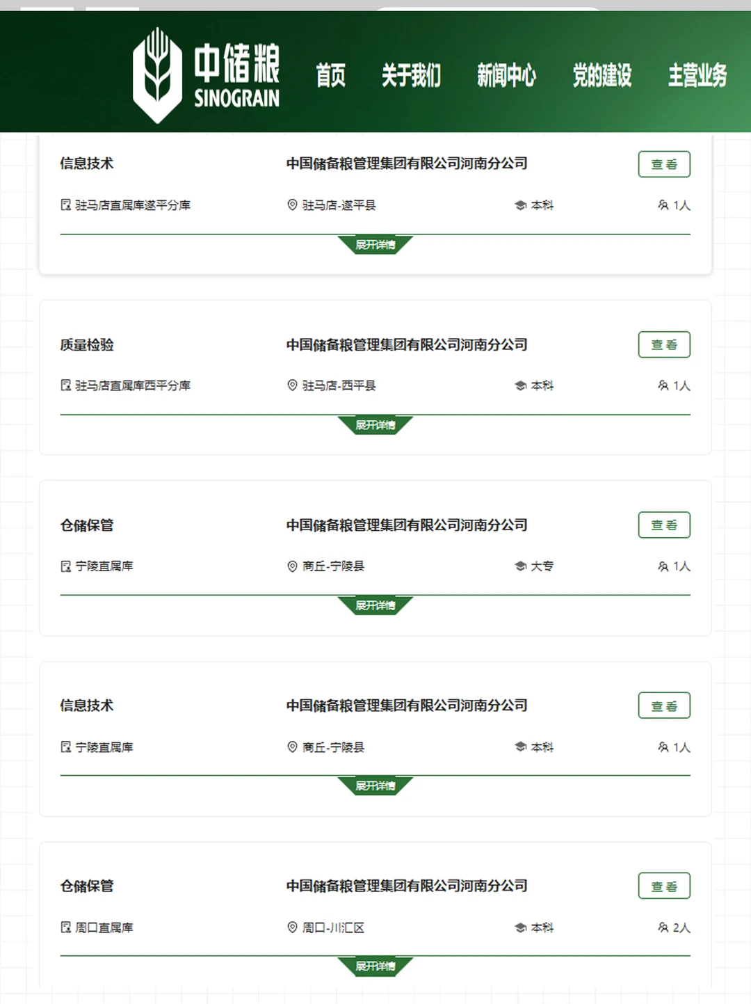 中国储备粮管理集团河南分公司126人