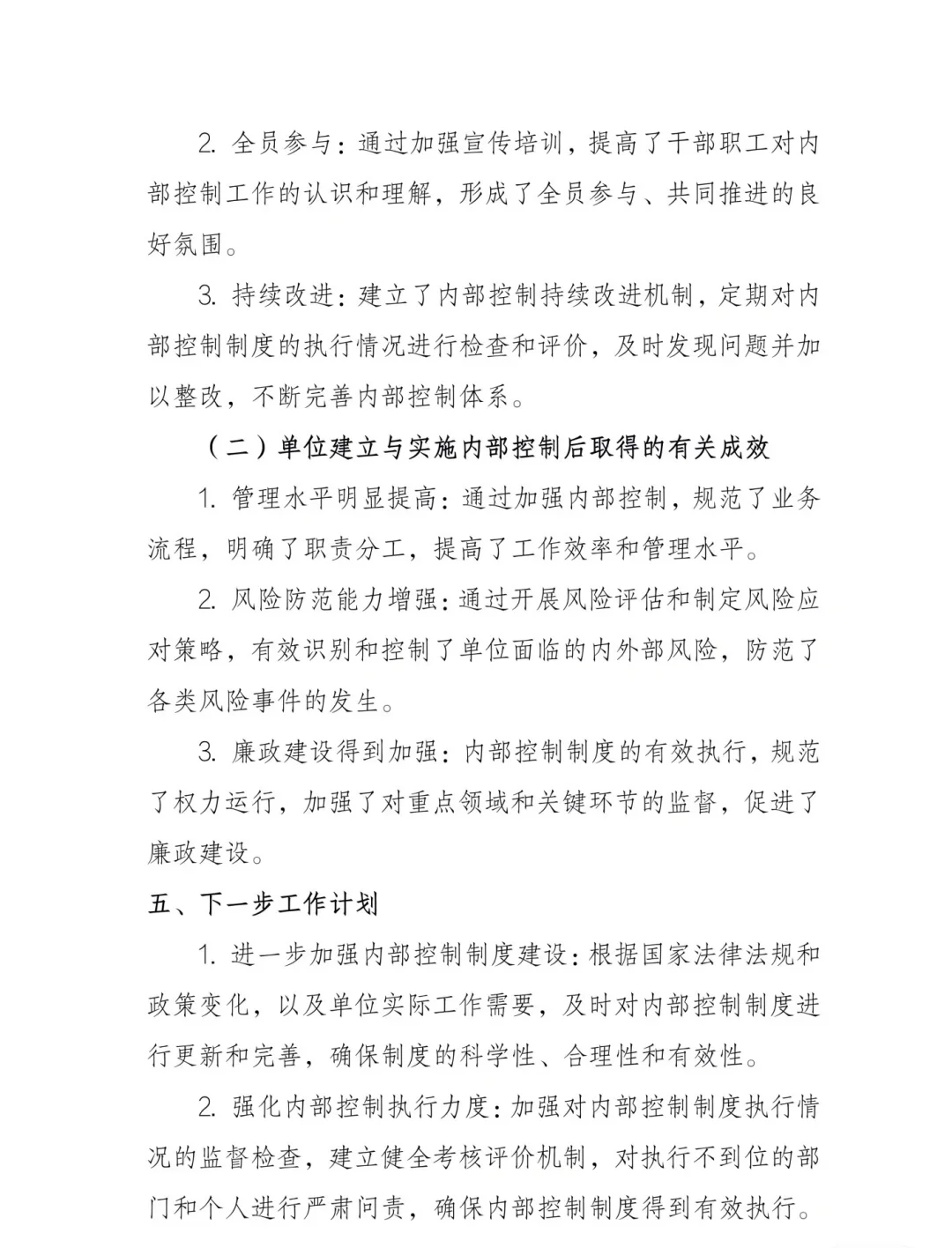 2024年度单位内部控制报告
