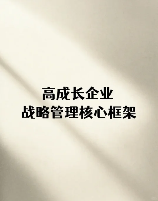 【战略管理】高成长企业战略管理核心框架
