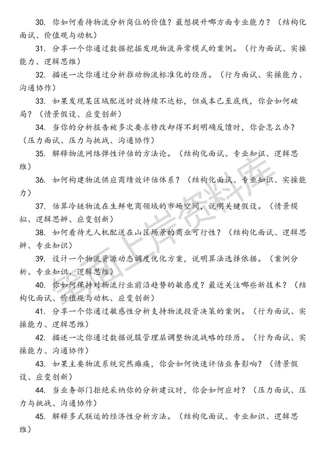 物流经营分析岗