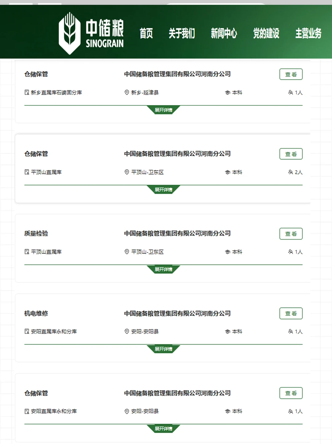中国储备粮管理集团河南分公司126人