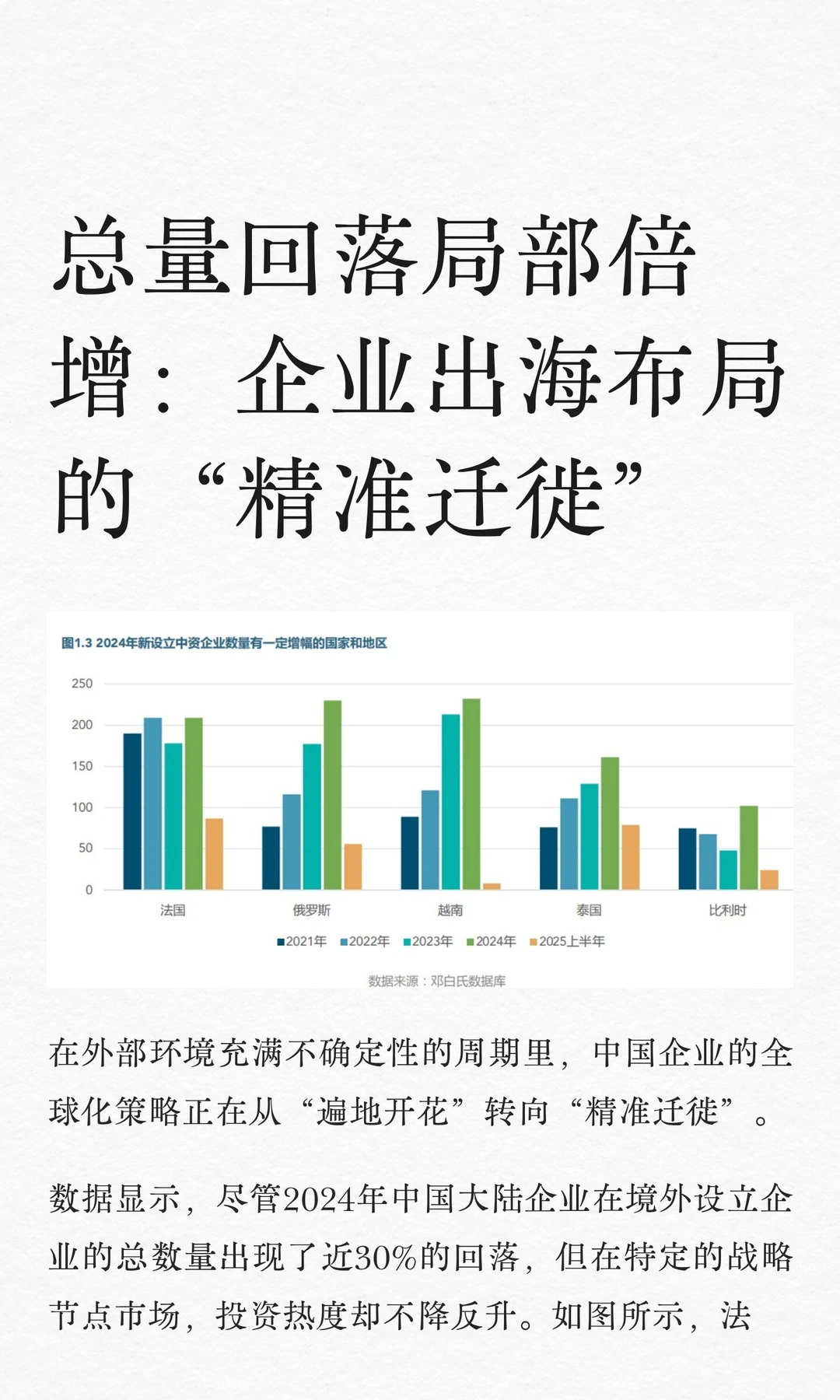 总量回落局部倍增:出海布局的“精准迁徙”