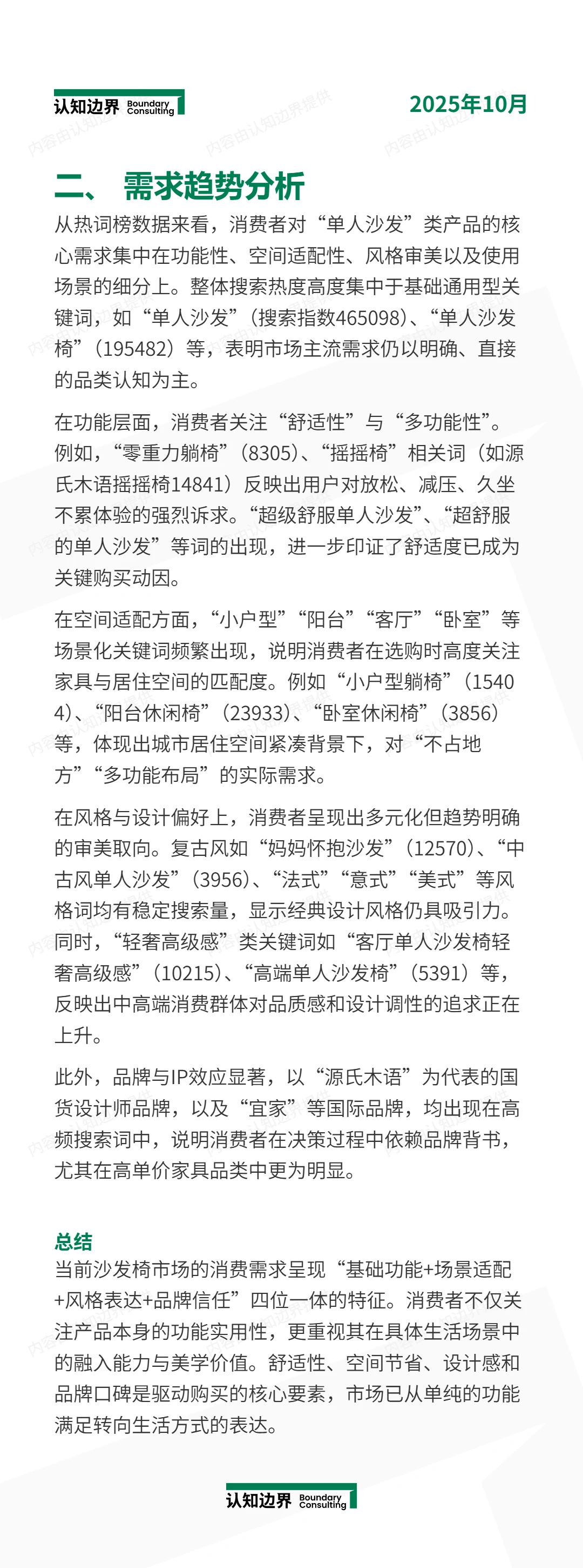 11月认知边界行业报告 沙发椅 住宅家具