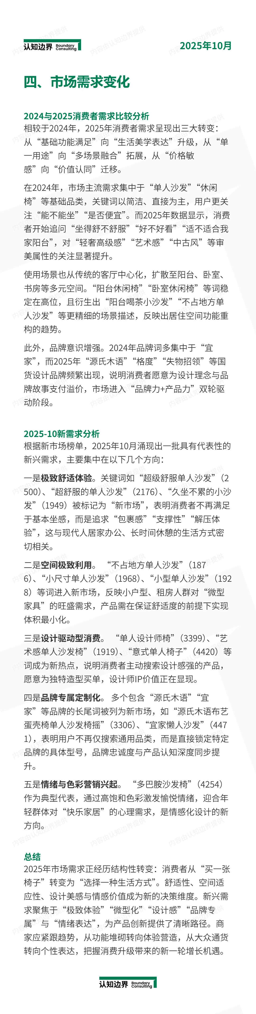 11月认知边界行业报告 沙发椅 住宅家具
