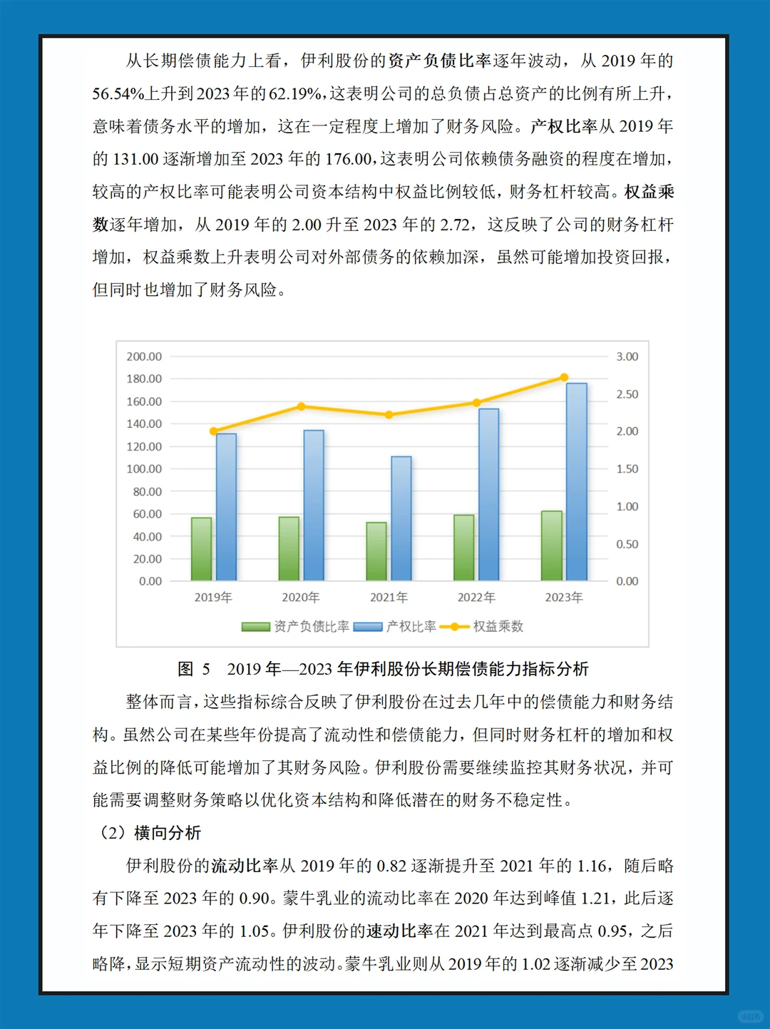 伊利股份近几年财务报表数据分析报告