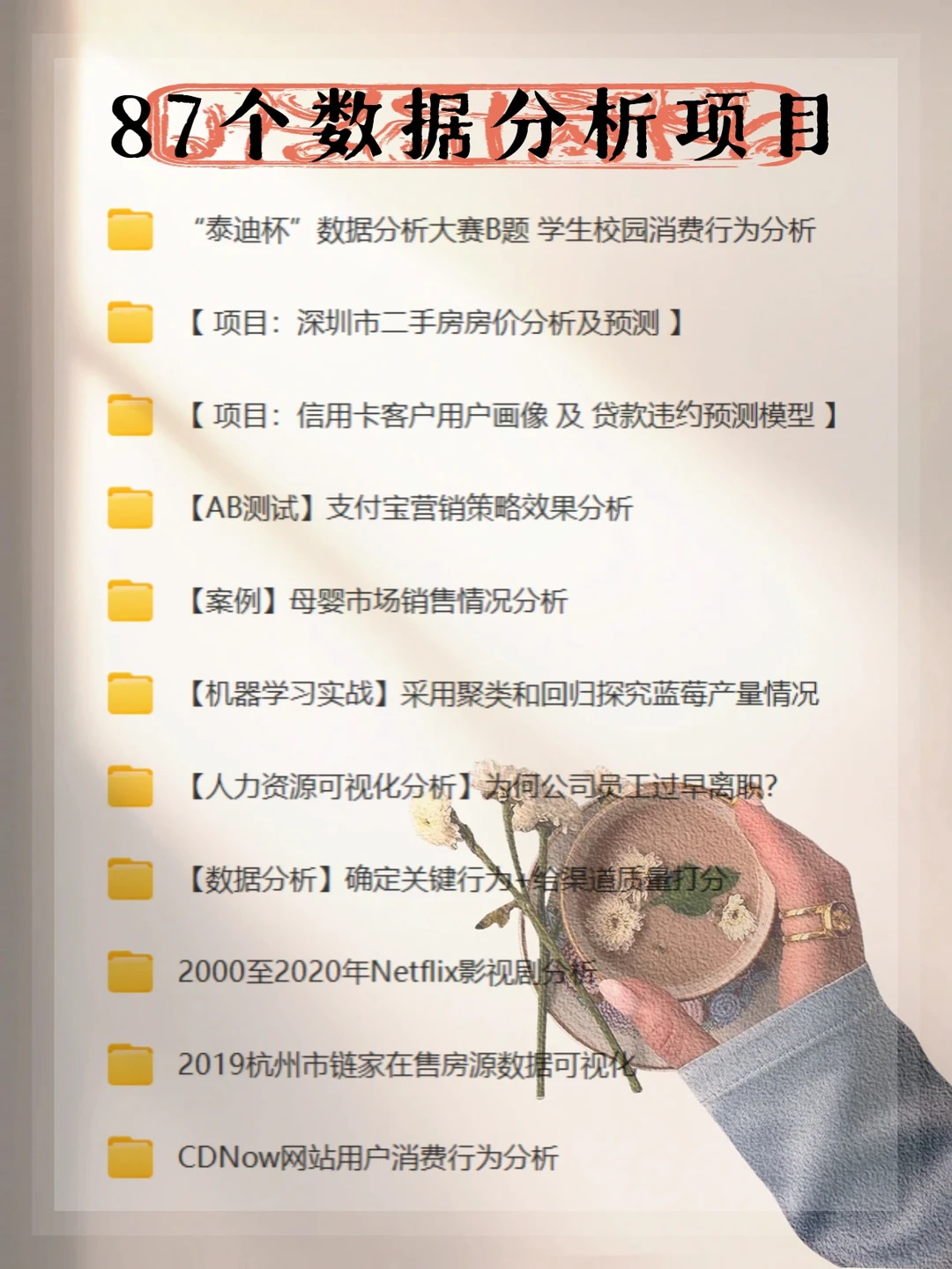 【必看】87个数据分析项目,成为数据小能手