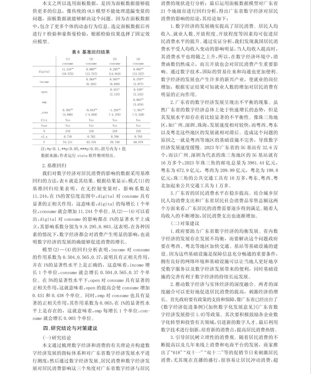 广东省数字经济对居民消费影响的实证研究
