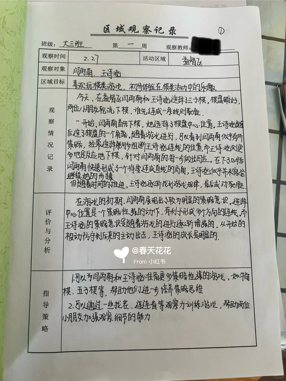大班区域观察9篇