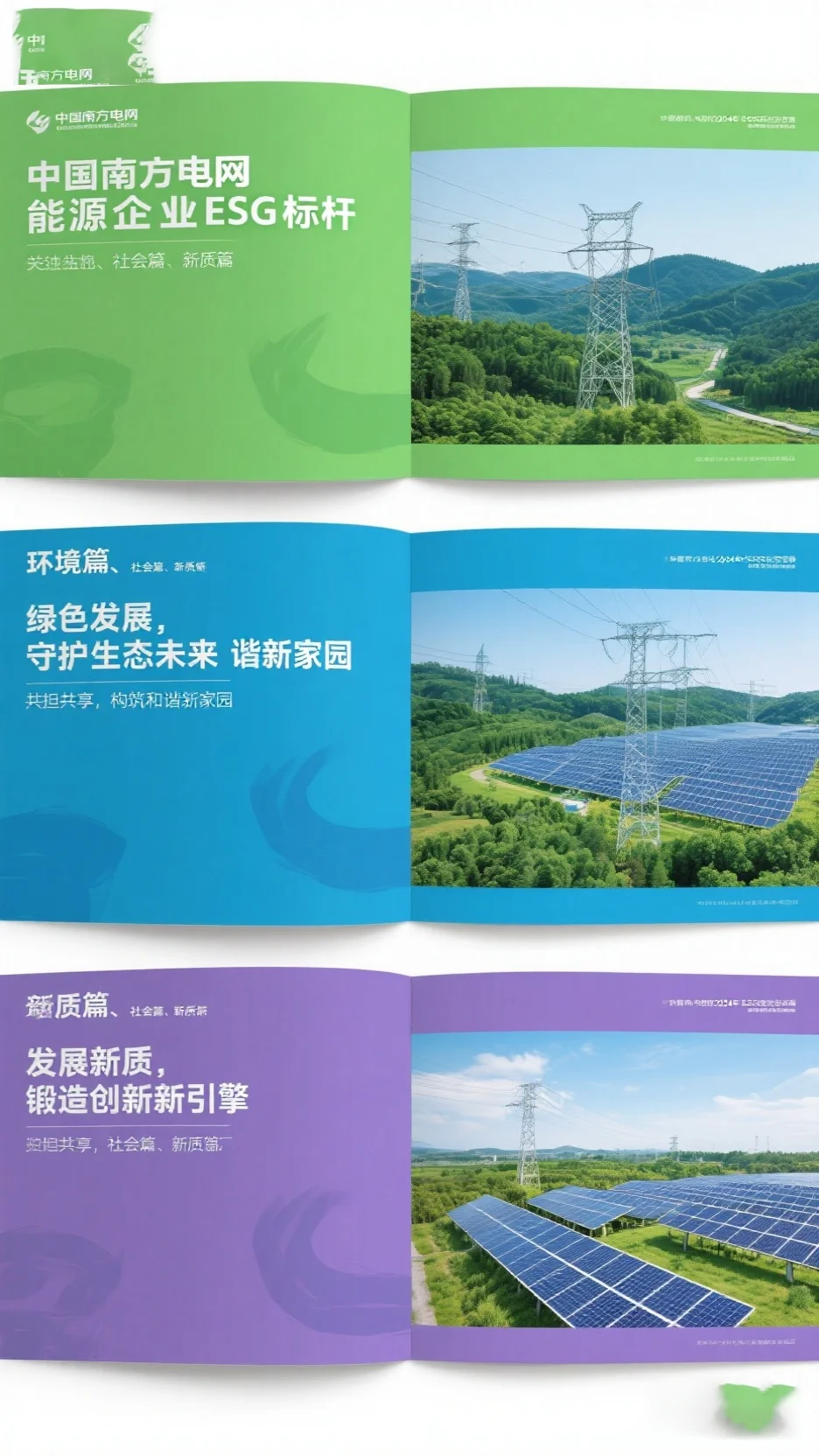绿紫蓝系能源企业画册设计，可持续发展