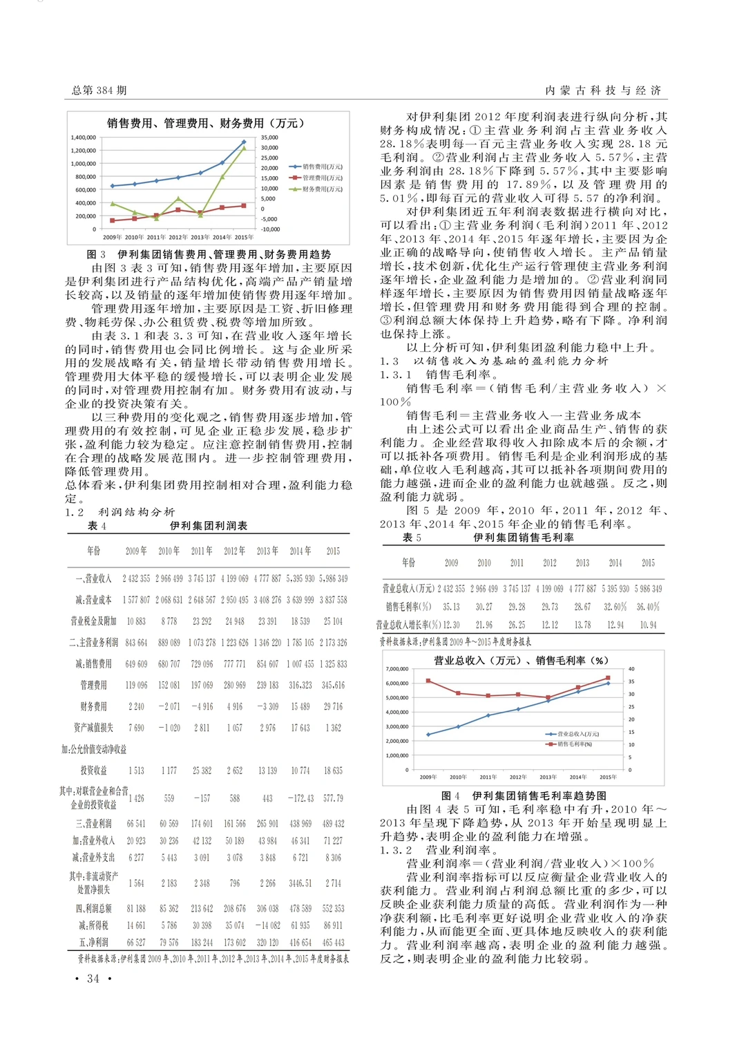 内蒙古伊利集团盈利能力分析??