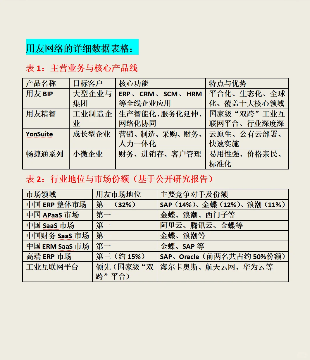 用友网络公司全面分析:业务、行业地位
