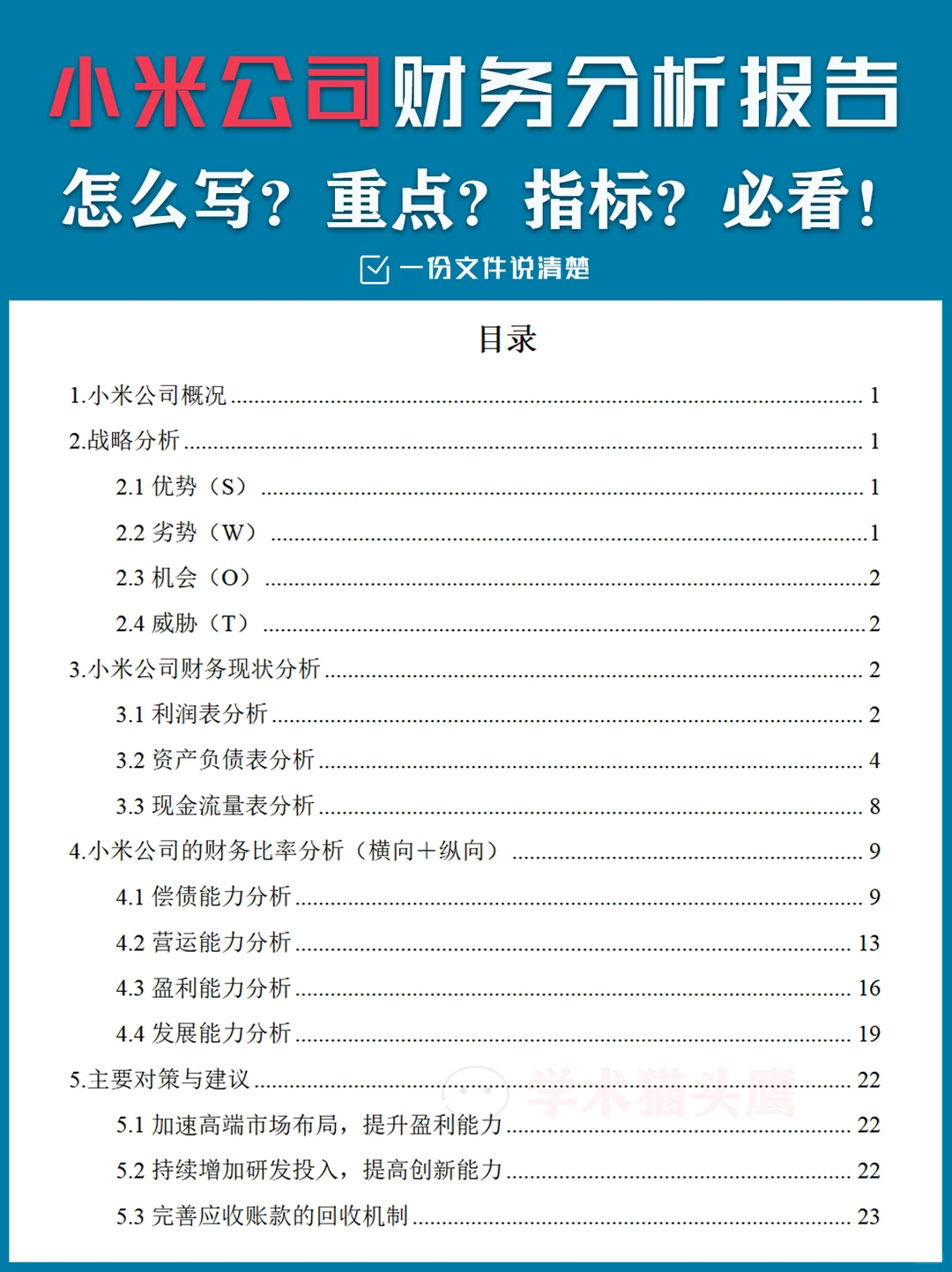 小米公司财务报告怎么写