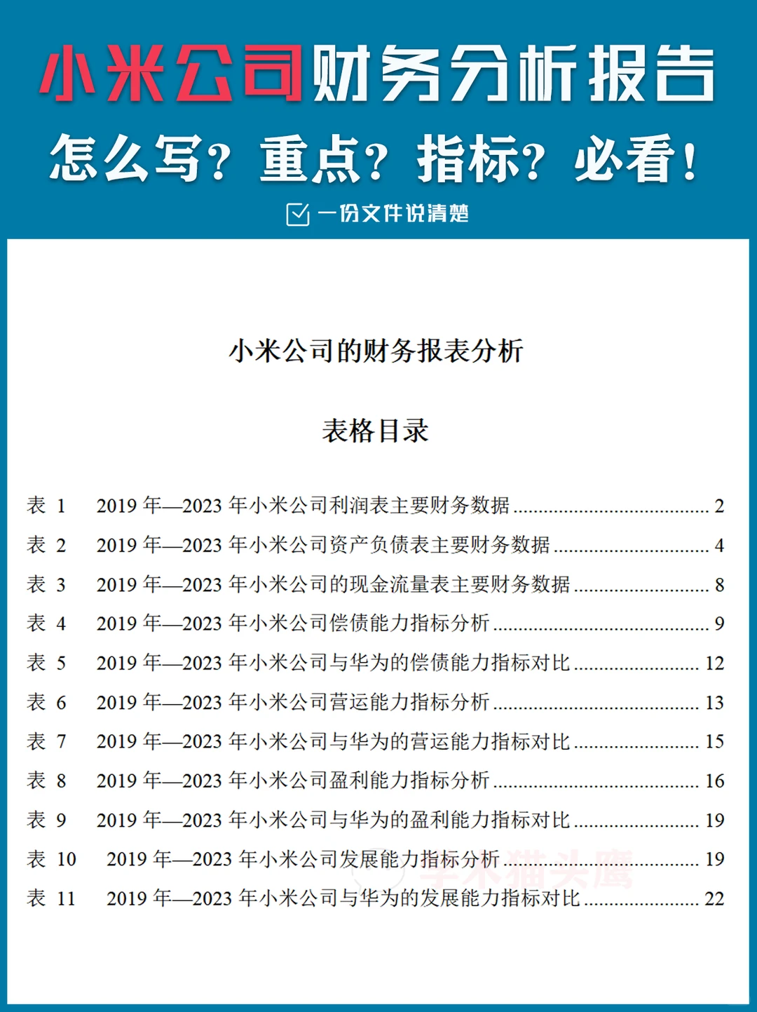 小米公司财务报告怎么写