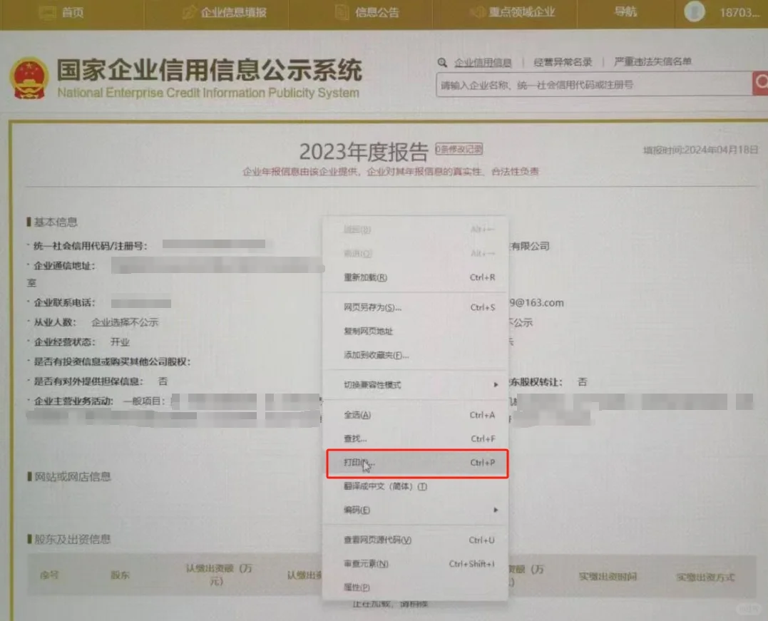 工商年度报告查询下载打印
