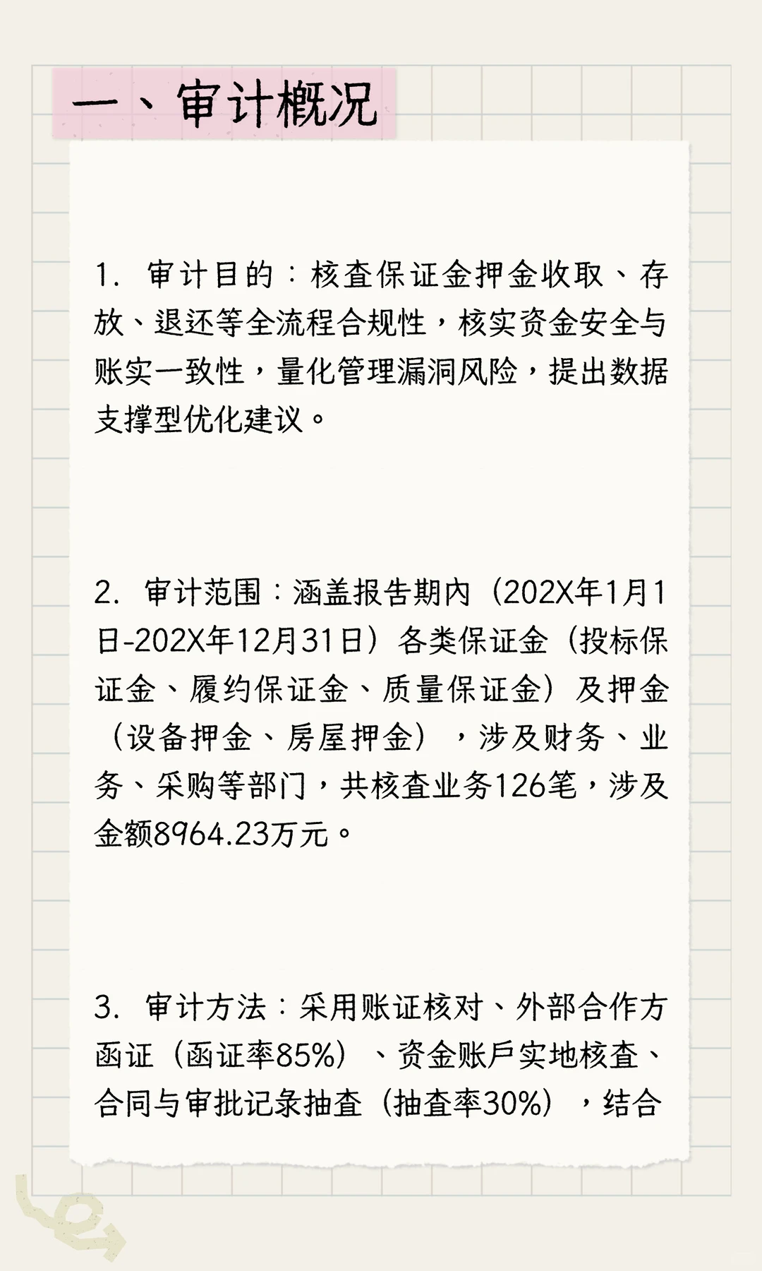 内部审计报告分享之保证金管理
