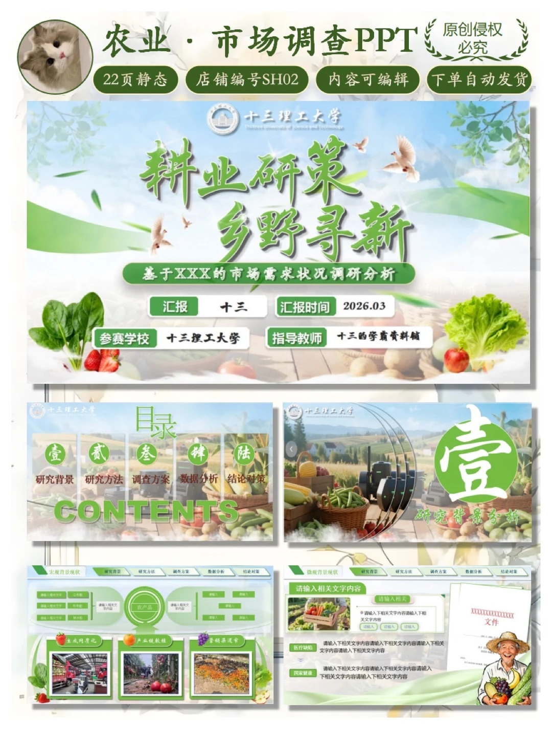 农产品｜市场调研PPT模版｜市场调查大赛PPT