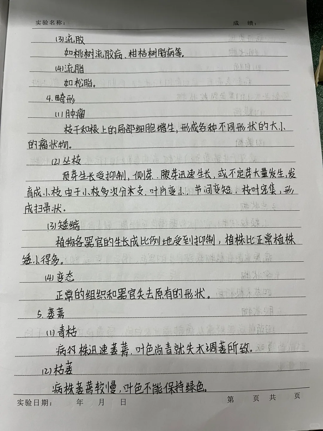 植物病害的症状观察