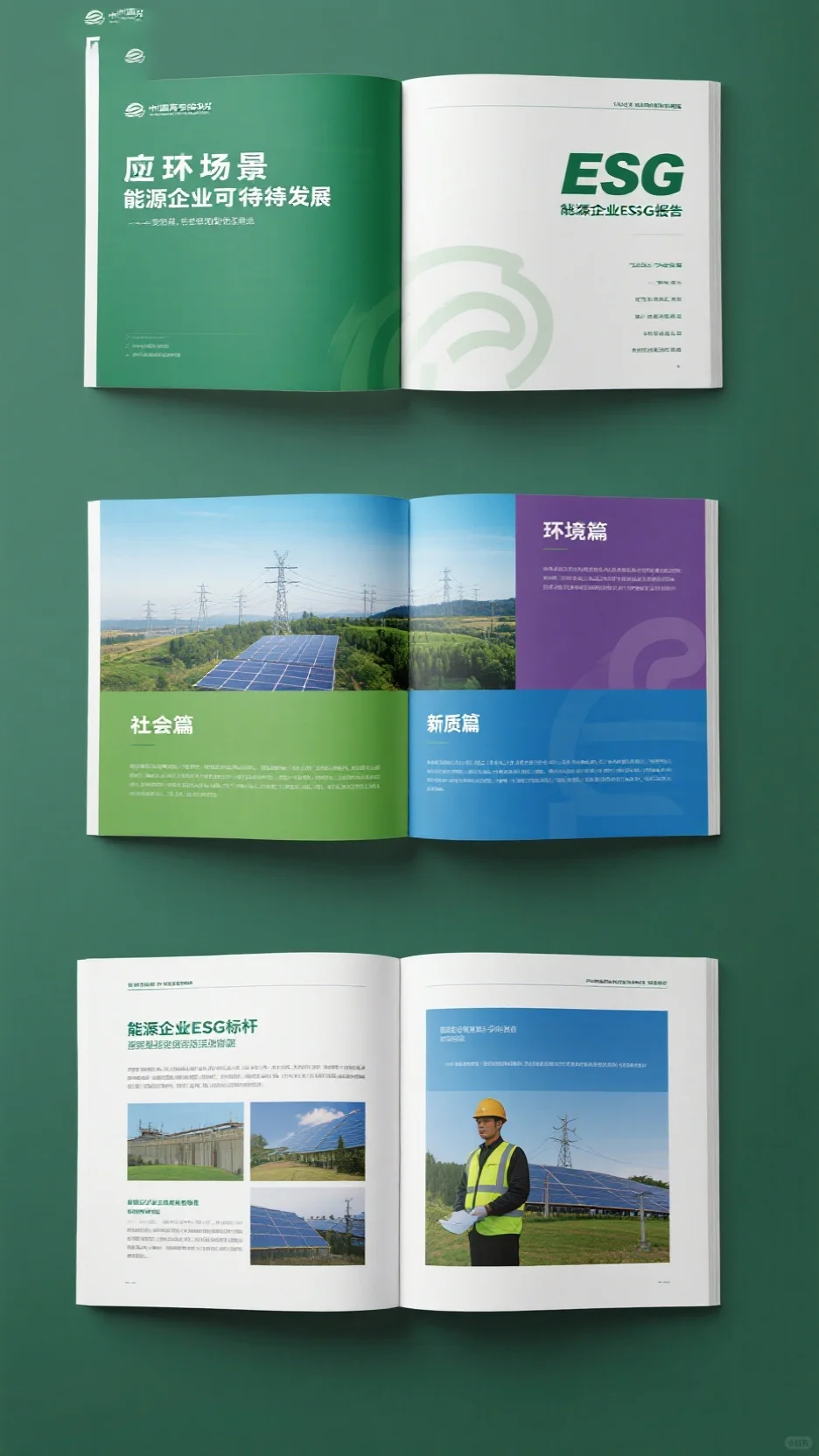 绿紫蓝系能源企业画册设计，可持续发展