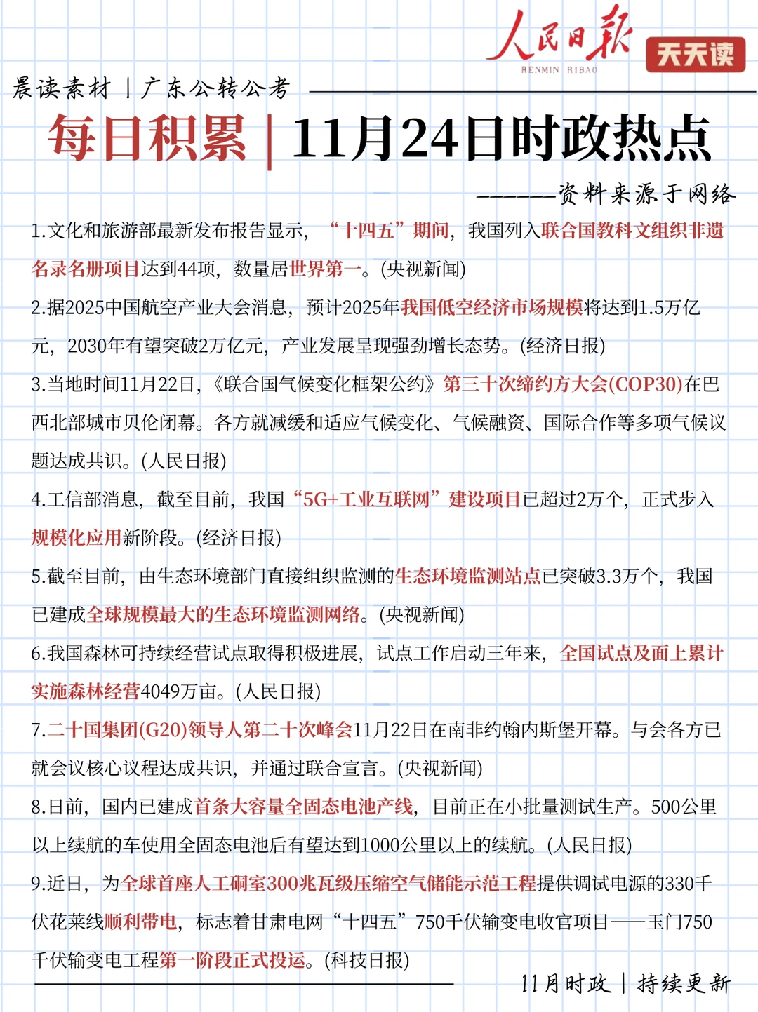 每日时政打卡！11月24日时政热点