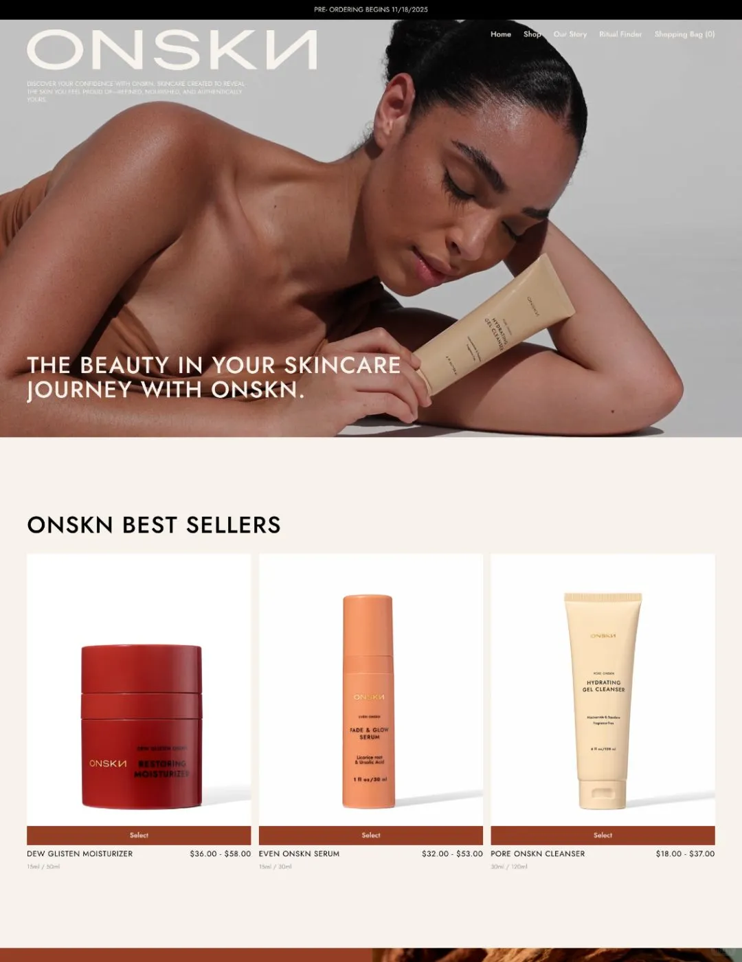 灵感分享|美妆行业ONSKN品牌独立站解析