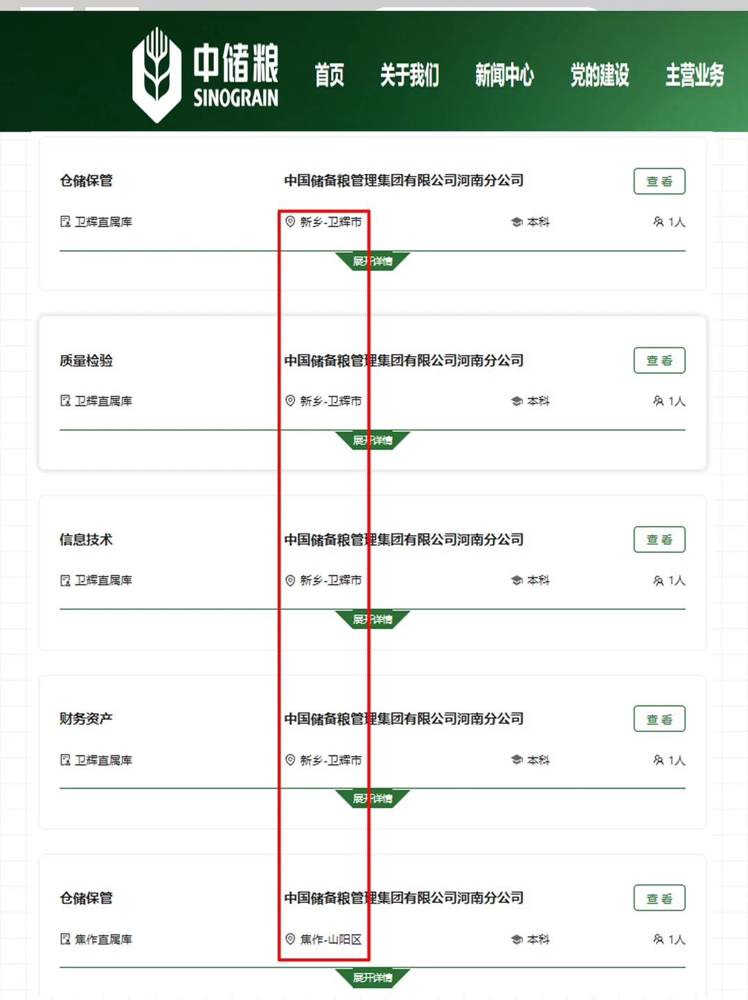 中国储备粮管理集团河南分公司126人