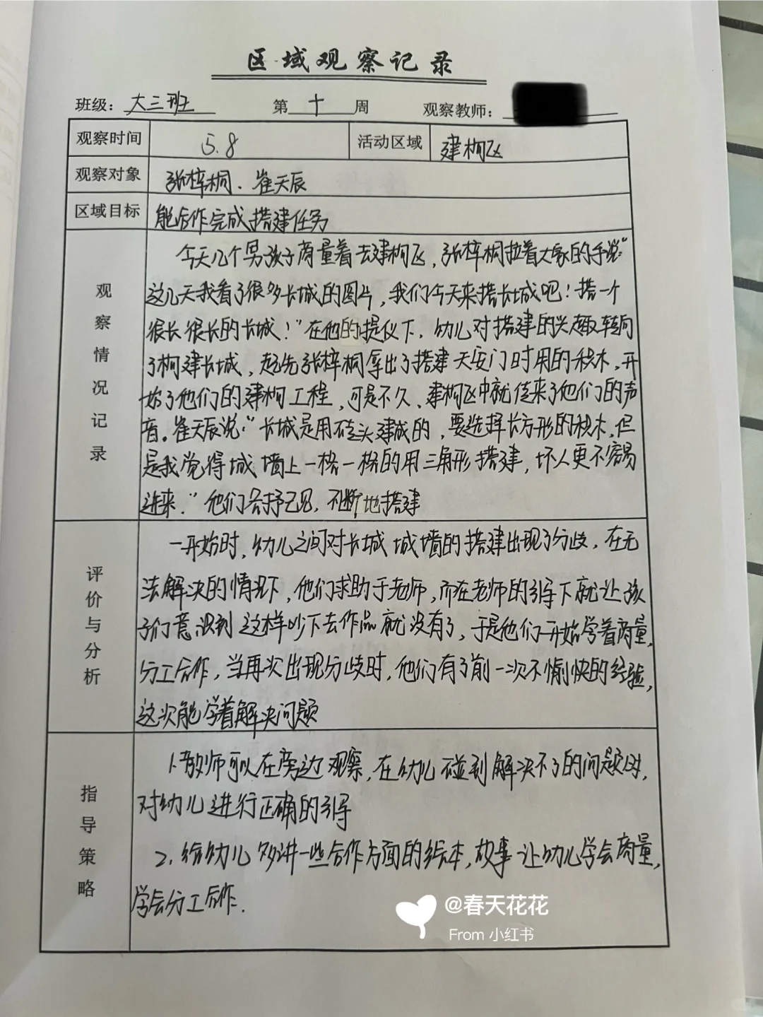 大班区域观察9篇