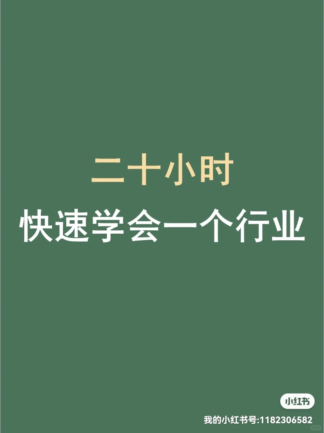 二十小时快速学会一个行业