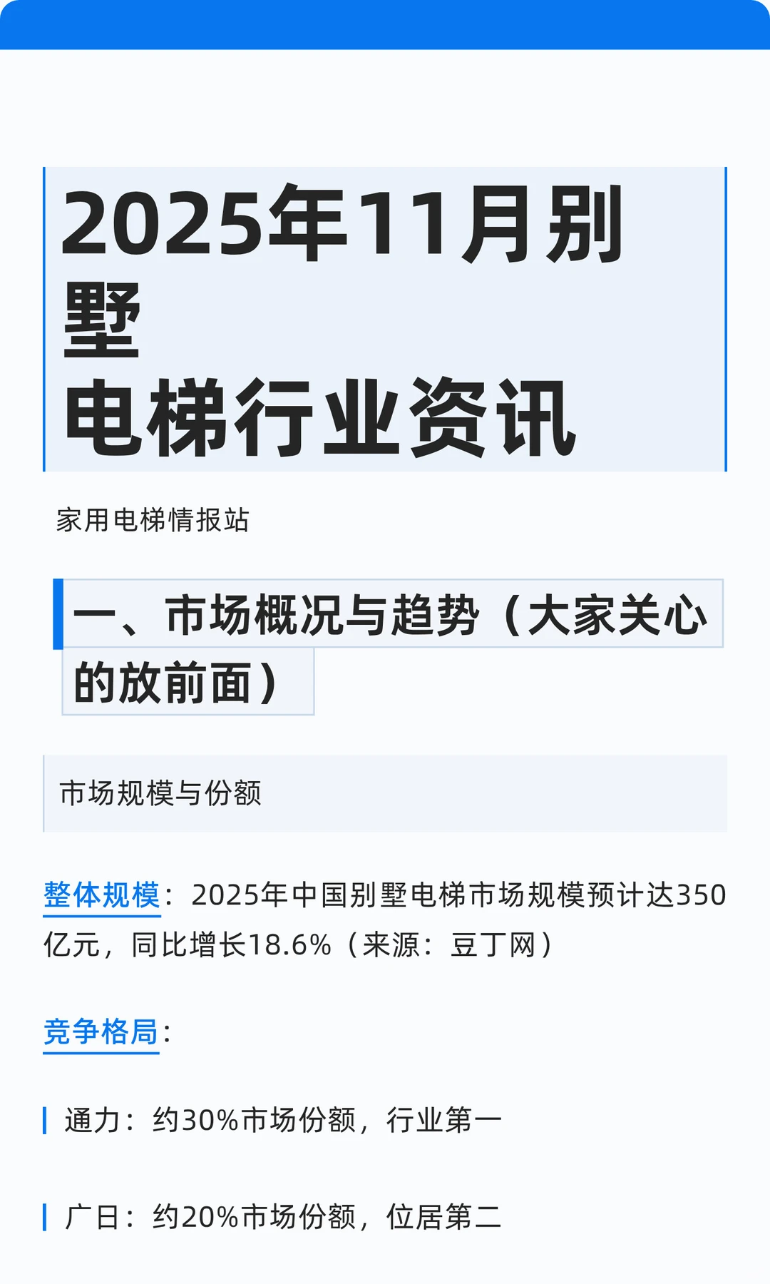 2025年11月别墅电梯行业资讯